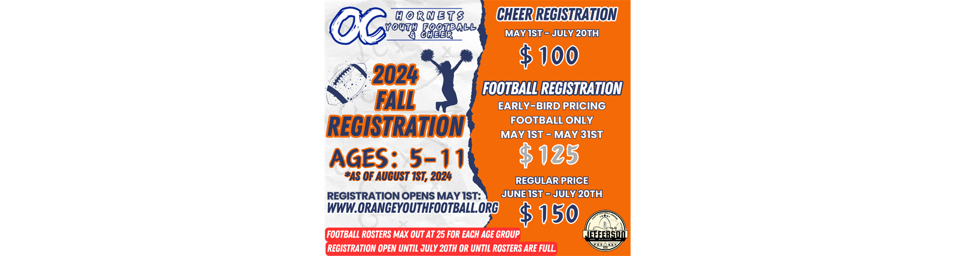 Fall  Football & Cheer Registration Opens May 1st